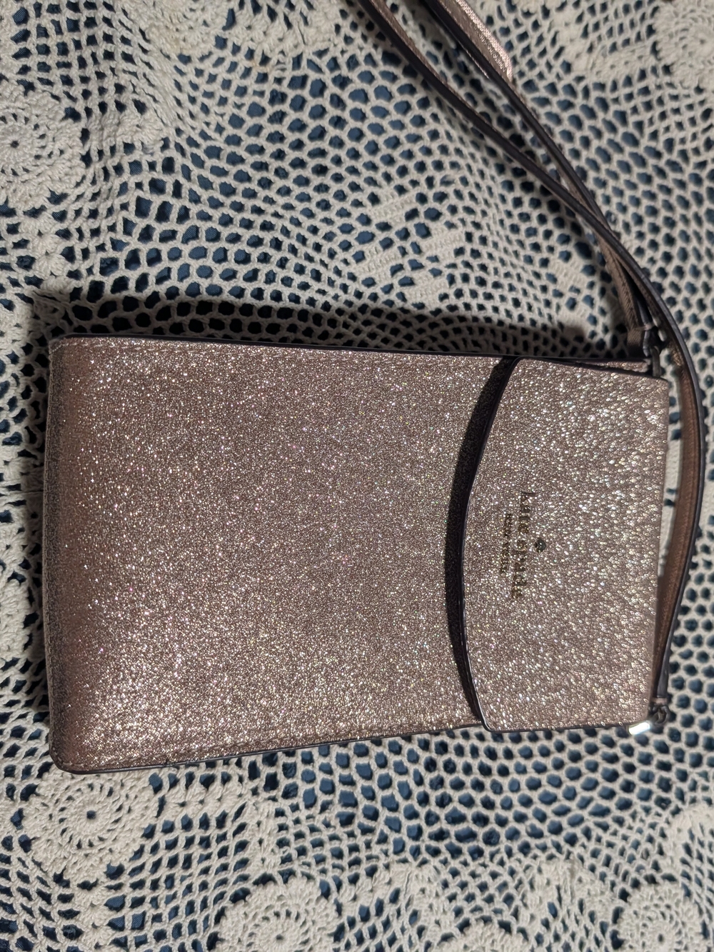 Kate Spade Glitter Crossbody Phone Wallet - Rose Gold - Picture 2 of 9